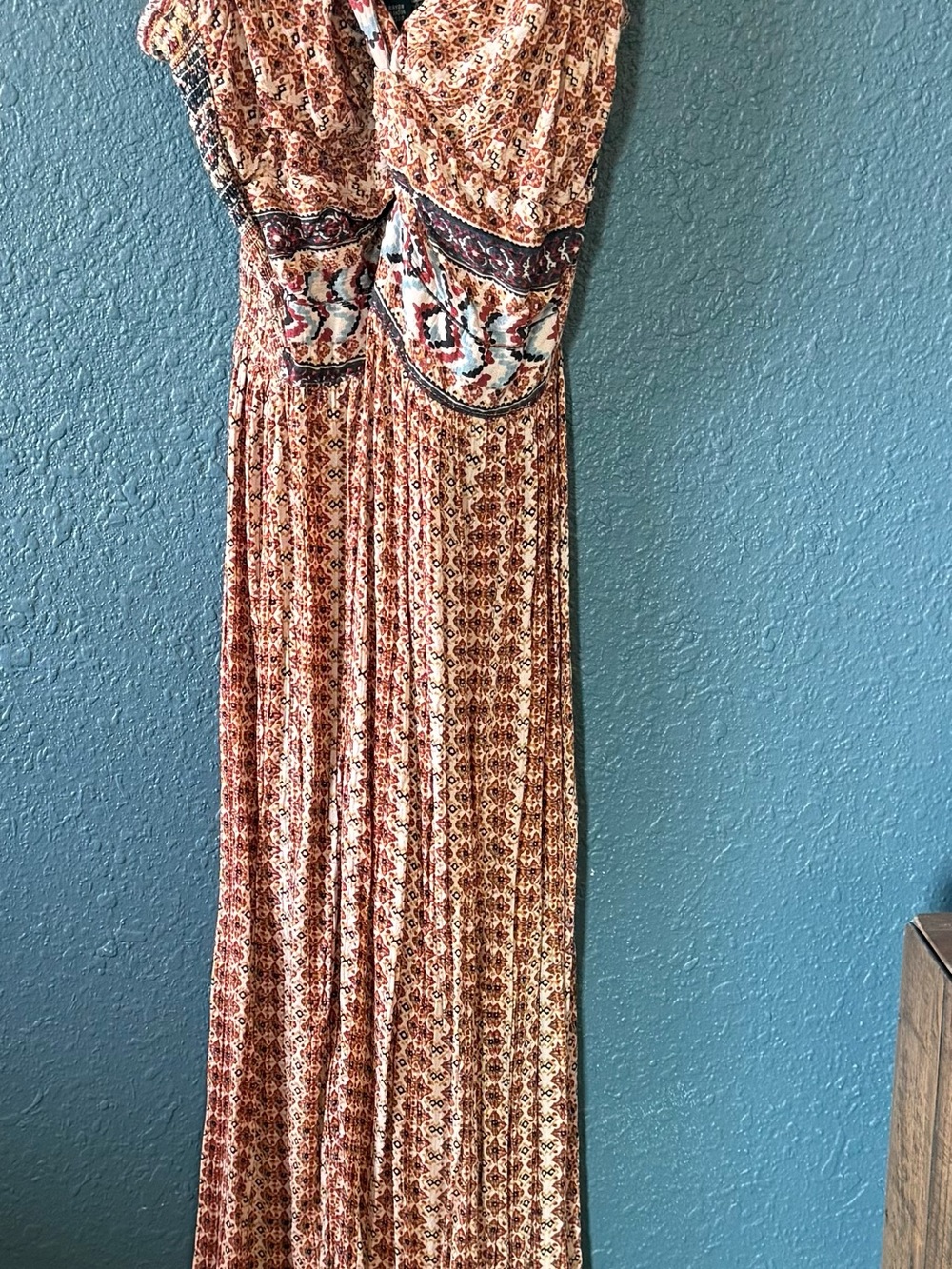 Angie Boho Printed Maxi Dress in Rust